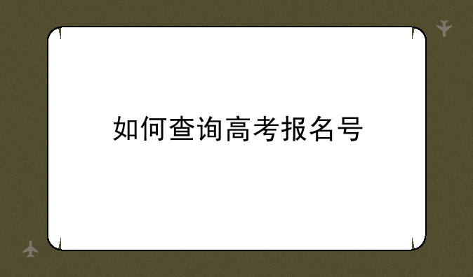 如何查询高考报名号