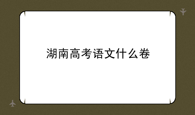 湖南高考语文什么卷