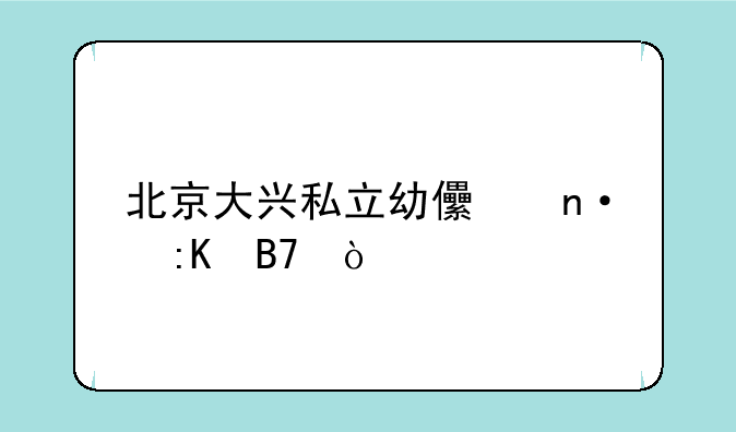 北京大兴私立幼儿园排名？