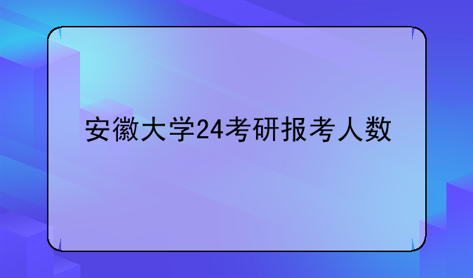 安徽大学24考研报考人数